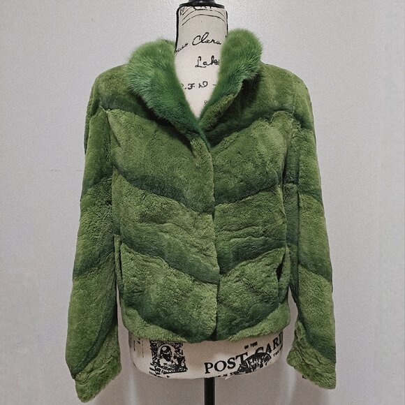 Jackets & Blazers - New Real Semi Sheared Mink Fur Jacket Coat Blazer Apple Grass Pine Green No Fox